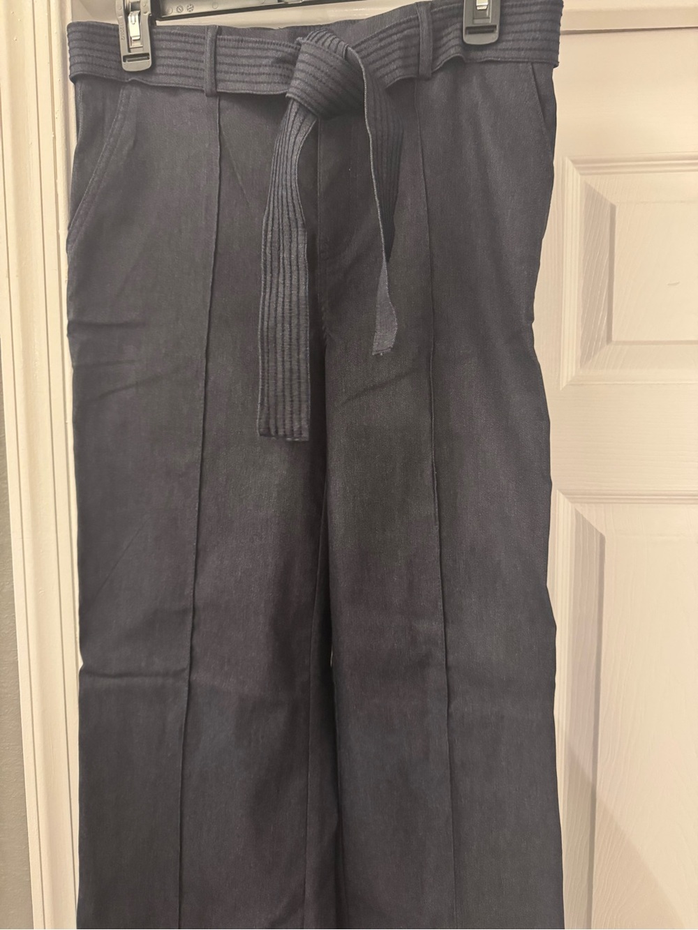 Haber & Blair High Waisted Stretch Lined Navy Belted Dress Pants Size Small